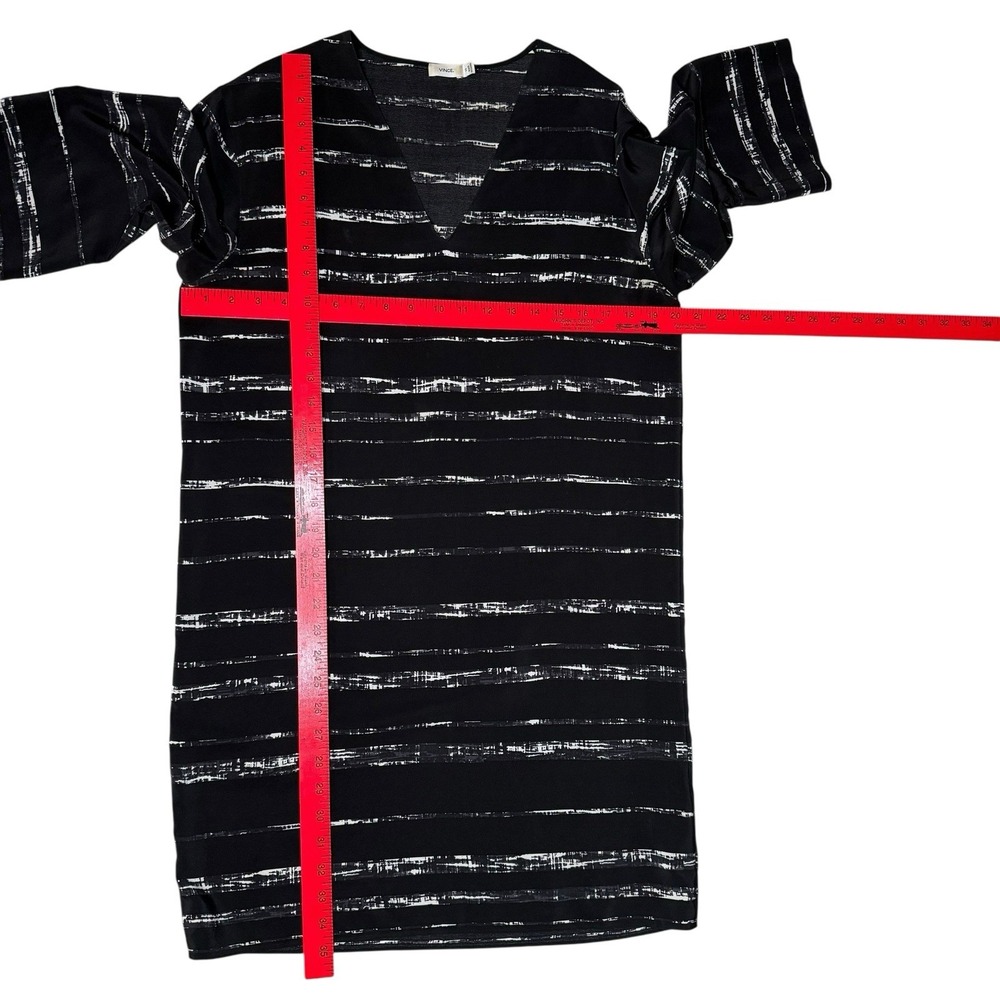 Vince 100% Silk Tunic Dress XS‎ Black V-Neck Minimalist Quiet Luxury Oversized - Picture 7 of 10